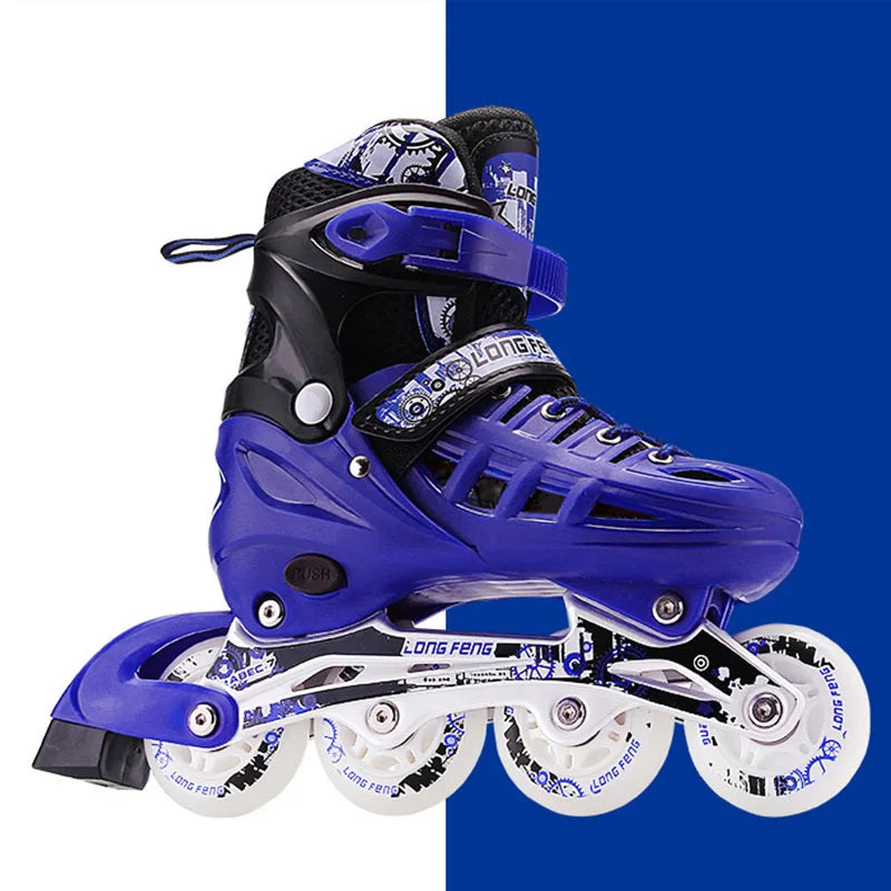 Zapatos de patinaje en línea para niños y adultos, zapatillas deslizantes, Flash, 4 ruedas, patinaje al aire libre, entrenamiento, gimnasio, deportes, tamaño ajustable