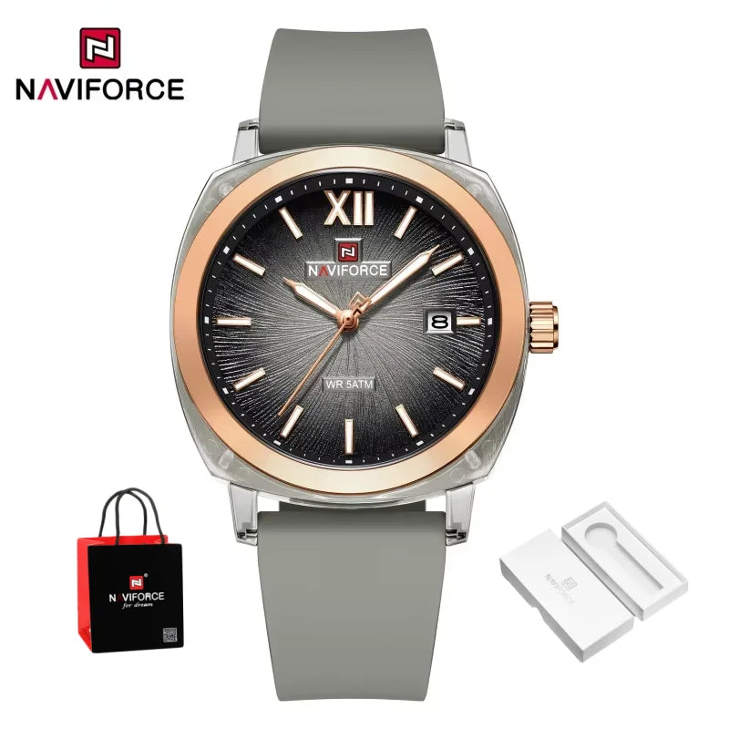 Reloj de cuarzo para mujer NAVIFORCE de moda y sencillo, con correa de silicona, manecillas luminosas, a prueba de golpes y resistente al agua, ideal para regalo.