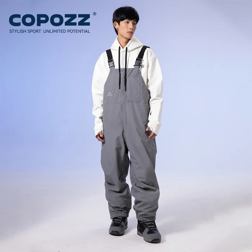 COPOZZ-pantalones de esquí gruesos para Snowboard, monos impermeables todo en uno de gran tamaño a prueba de viento, mono cálido para exteriores de 3L para hombres y mujeres