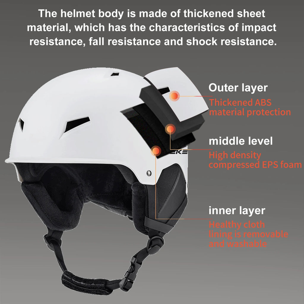 Casco de esquí SEEKEROutdoorSki, universal para tabla simple y doble, anticolisión, con protección de oídos de felpa extraíble, para adultos.