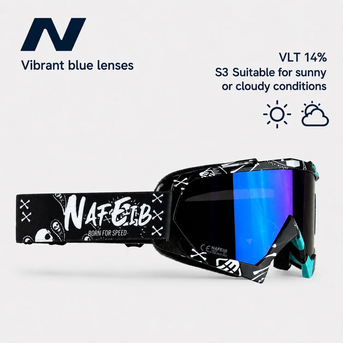 Gafas de Esquí, Aptas para Esquí y Snowboard, Gafas de Motociclismo para Todas las Estaciones, Equipadas con Lentes Anti-UV HD UV400