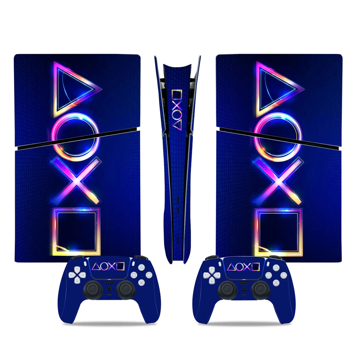 For PS5 Slim Digital Edition Console and 2 Controllers Geometry Design Skin PS5 Slim Digital Sticker Vinyl Wrap Cover Full Set