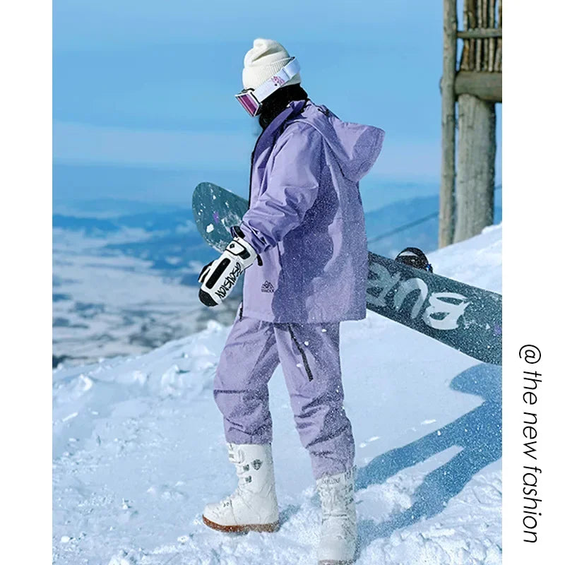 Traje de esquí aislado para hombre y mujer, pantalones de esquí individuales y dobles, traje de montañismo, chaqueta térmica de terciopelo.