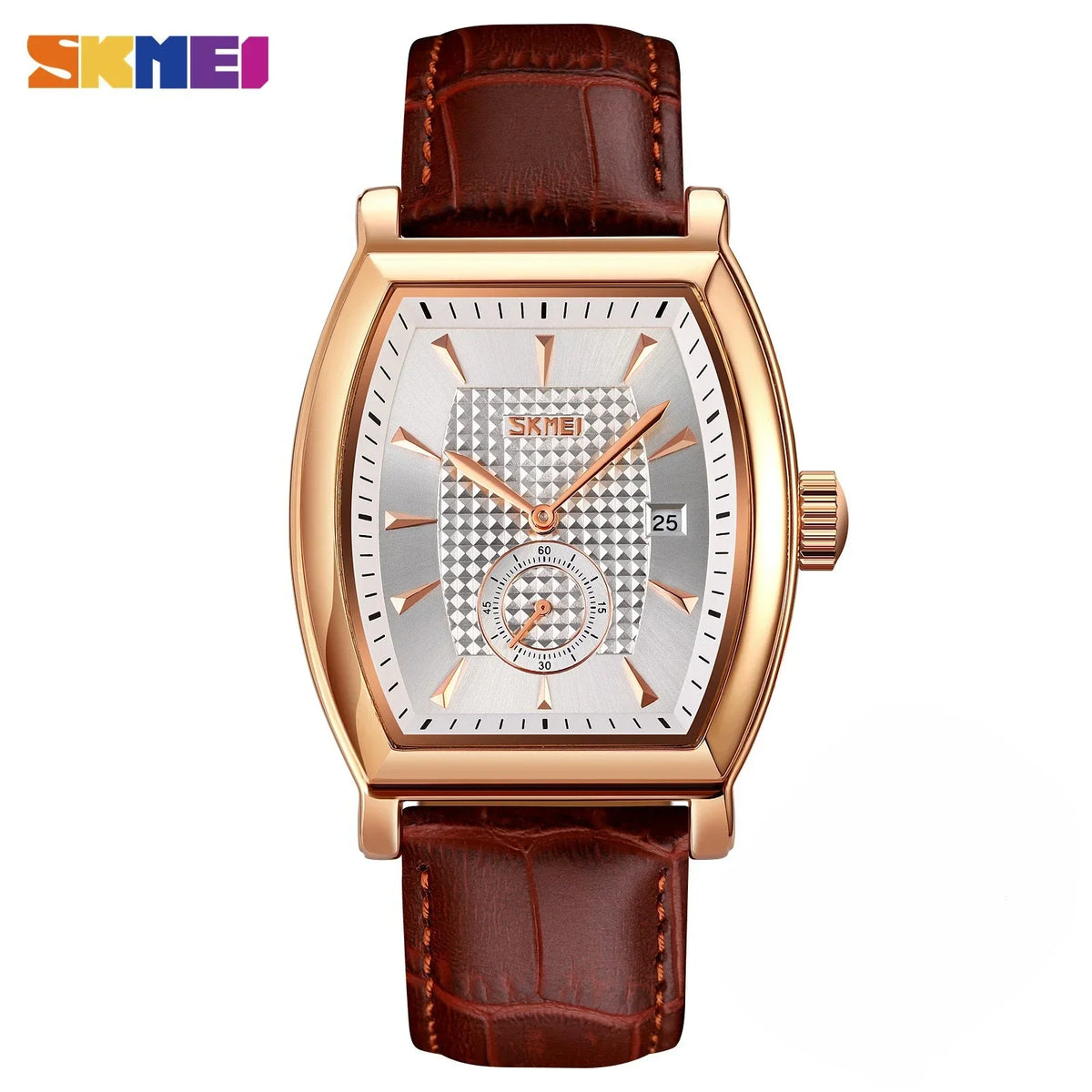 Reloj de cuarzo para hombre SKMEI 9306 de negocios, de lujo, con correa de cuero, calendario, resistente al agua, deportivo, reloj de pulsera para hombre