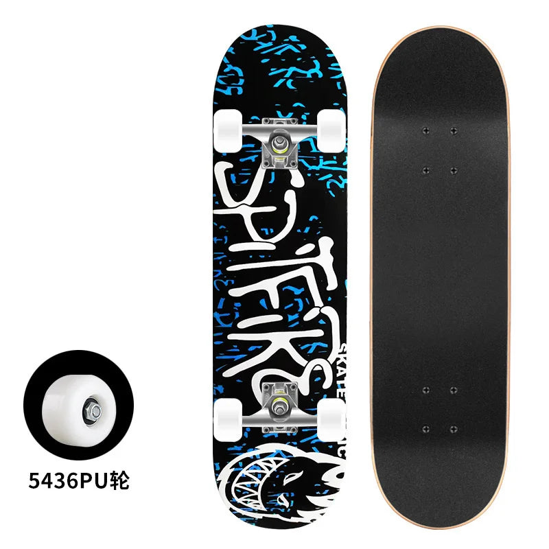 Patineta Completa para Trucos de Doble Patada, Madera de Arce, 4 Ruedas, Impresión por Transferencia de Calor, para Principiantes, Adultos y Niños
