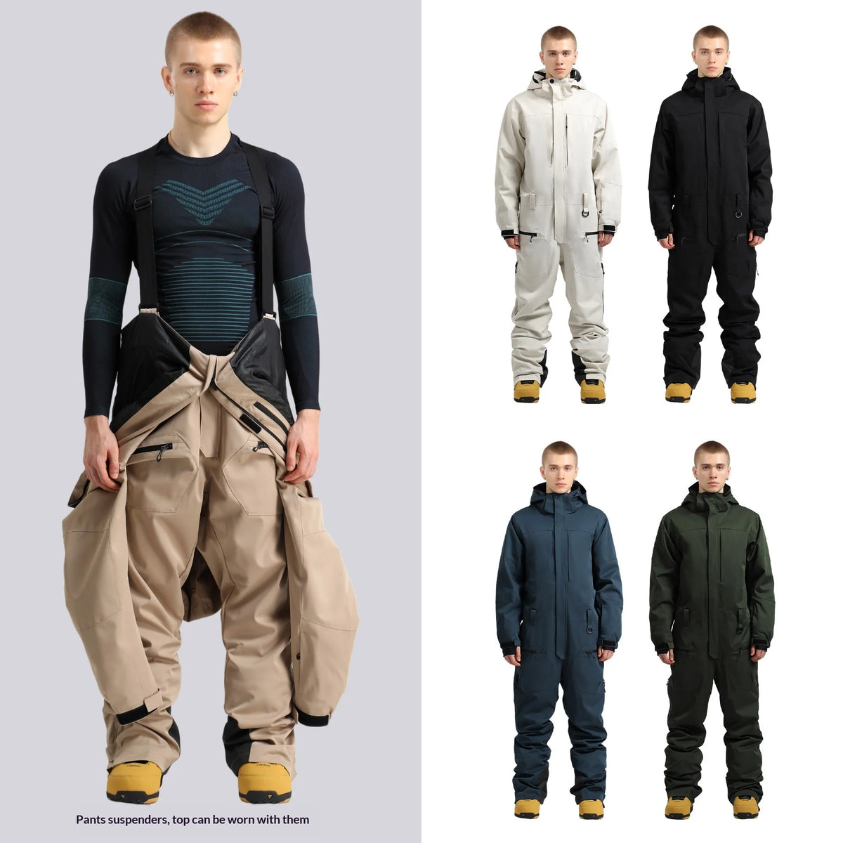 Traje de Esquí de una Pieza para Hombre Gsou Snow 2026, 3L, Cálido, Impermeable, Cortavientos, Mono de Esquí y Snowboard para Invierno