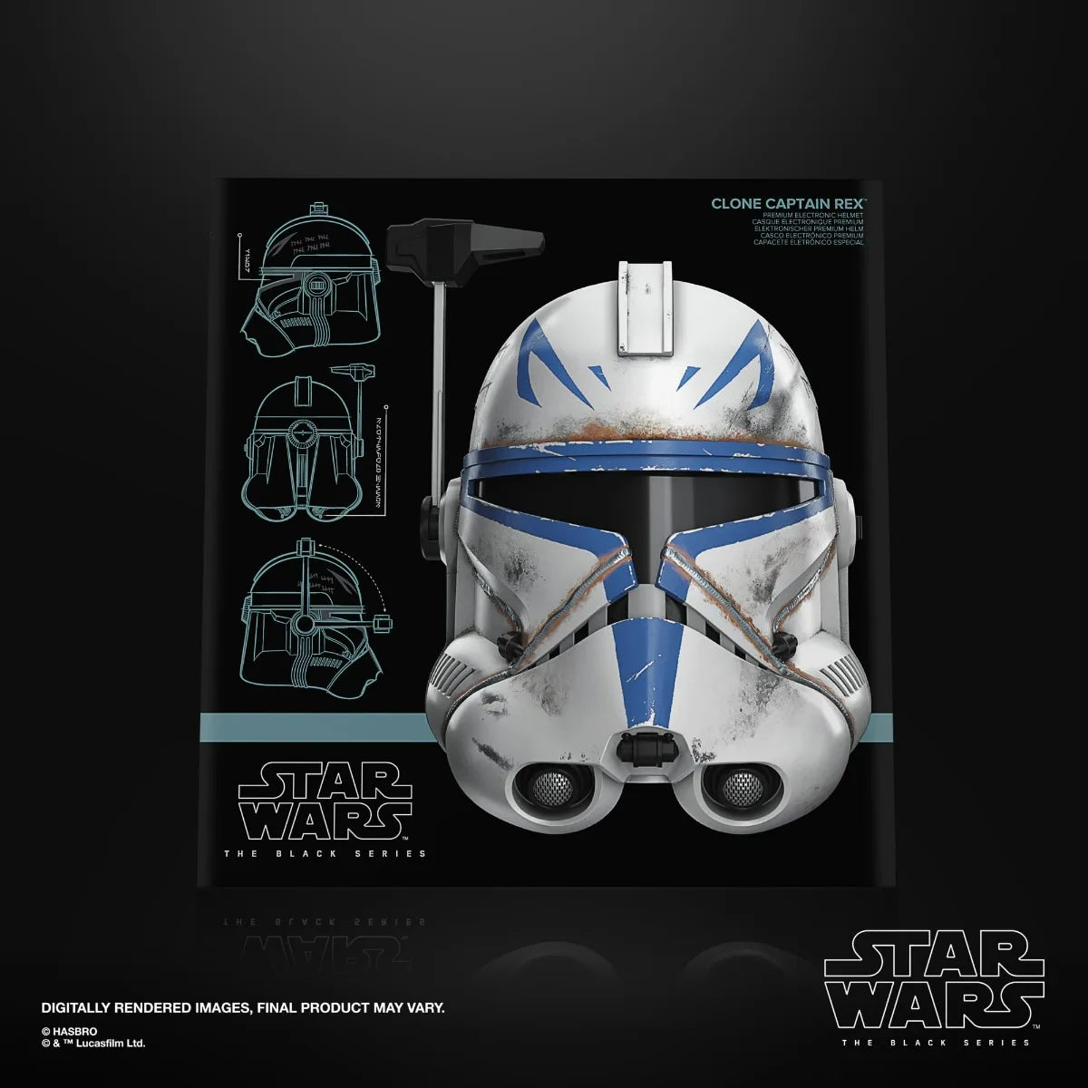 Hasbro STAR WARS The Black Series Clone Captain Rex Premium Electronic Helmet, Ahsoka Roleplay Helmet Adult F9176