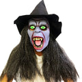 Máscara de bruja vieja de terror para Halloween con sombrero, Cosplay de payaso aterrador, Hag, máscaras de látex, cara verde, nariz grande, accesorios de fiesta de disfraces para mujeres mayores