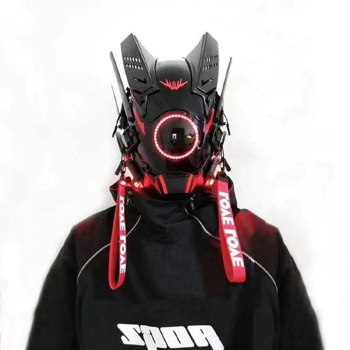 Máscara de casco nuevo Cyberpunk Samurai Robot Tech Shinobi especial Punk Techwear con luz Led máscara de Cosplay juguete niños regalo de Halloween ﻿