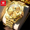 Reloj OLEVS 9809 para hombre, original, resistente al agua, luminoso, de cuarzo, de acero inoxidable, de marca reconocida, con calendario, estilo ejecutivo