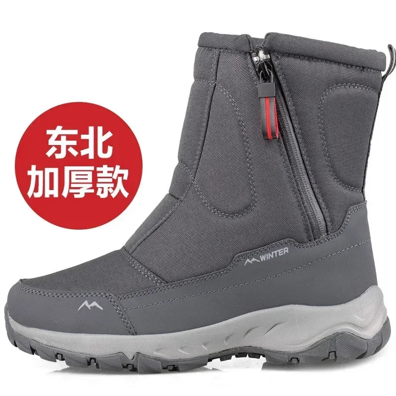 Botas de invierno para hombre, botas de nieve cálidas a media pantorrilla, zapatos cálidos para hombre, botas de invierno de felpa gruesas para hombre y mujer, zapatos de algodón