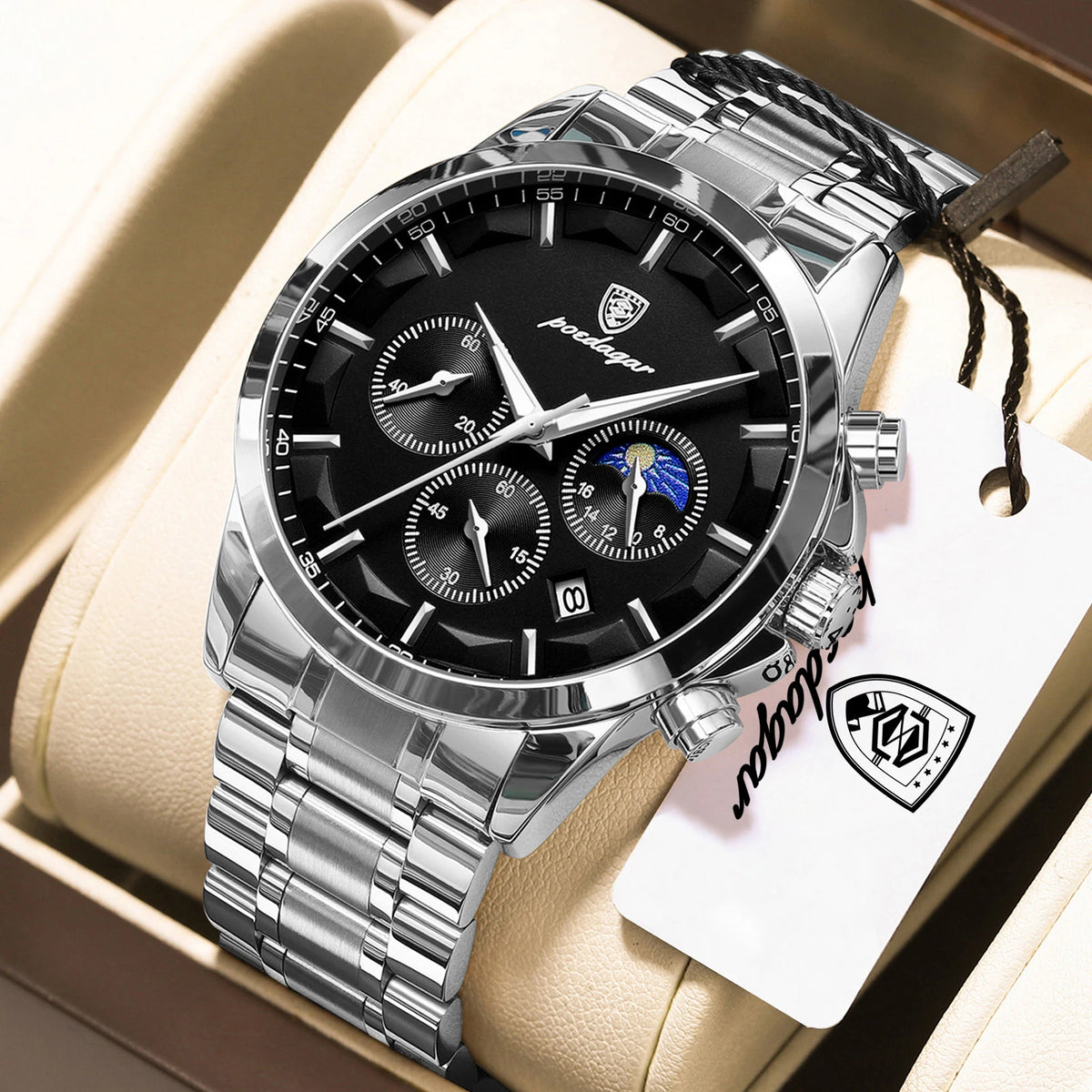 POEDAGAR Top Sports Male Wristwatch Waterproof Luminous Chronograph Date Men Watch Stainless Steel Military Men's Quartz Watches