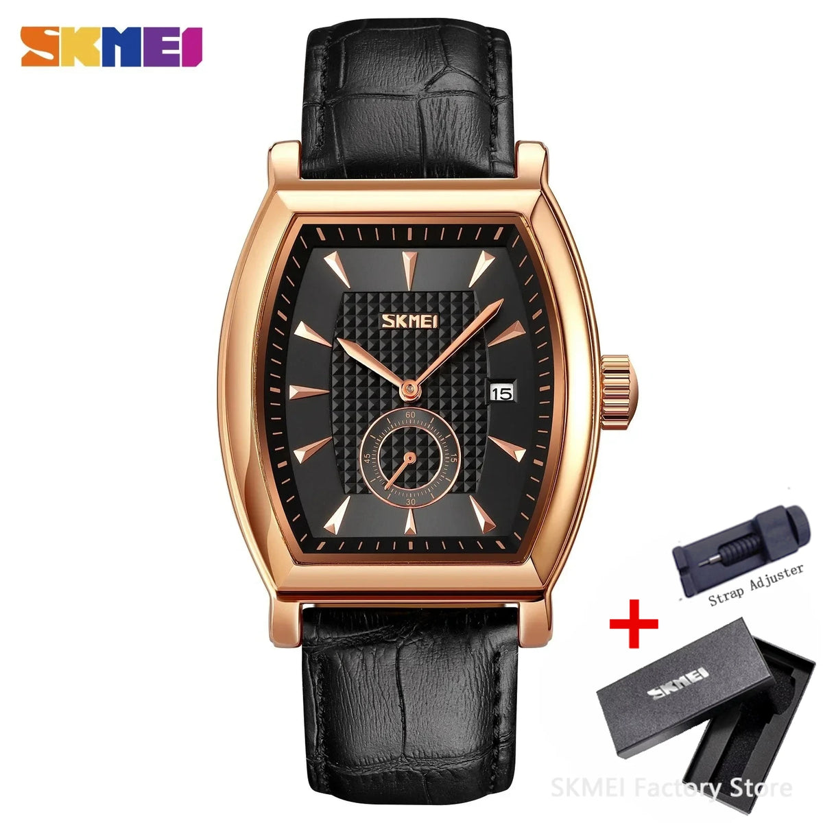 Reloj de cuarzo para hombre SKMEI 9306 de negocios, de lujo, con correa de cuero, calendario, resistente al agua, deportivo, reloj de pulsera para hombre