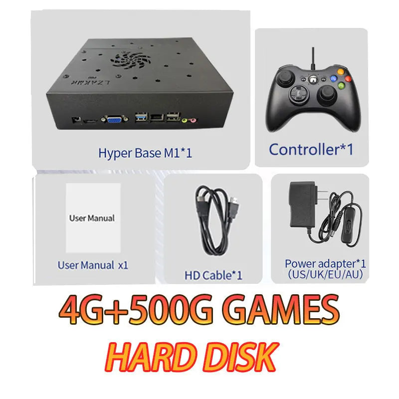 Consola de Juegos X8 Pro Mejorada con Ventilador de Refrigeración Grande, 4GB DDR3, 500GB HDD, Sistema de Juegos HD Estable