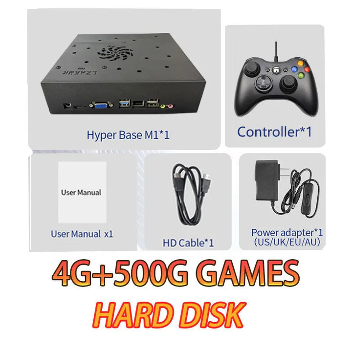 Consola de Juegos X8 Pro Mejorada con Ventilador de Refrigeración Grande, 4GB DDR3, 500GB HDD, Sistema de Juegos HD Estable