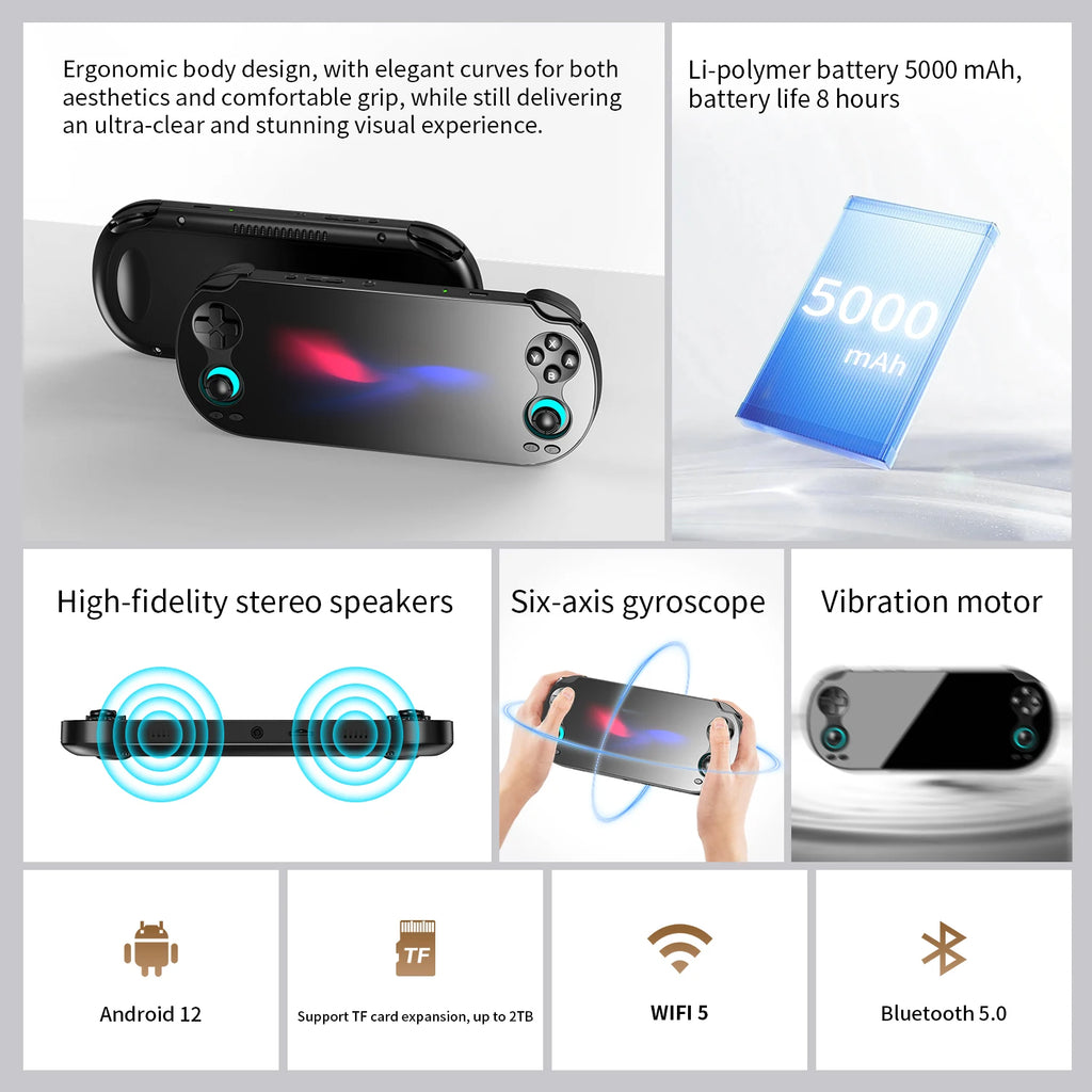 Consola de videojuegos portátil ANBERNIC RG VITA, pantalla táctil IPS de 5.46", Android, 5000mAh, reproductor de juegos portátil multiemulador, WIFI 5, transmisión por IA
