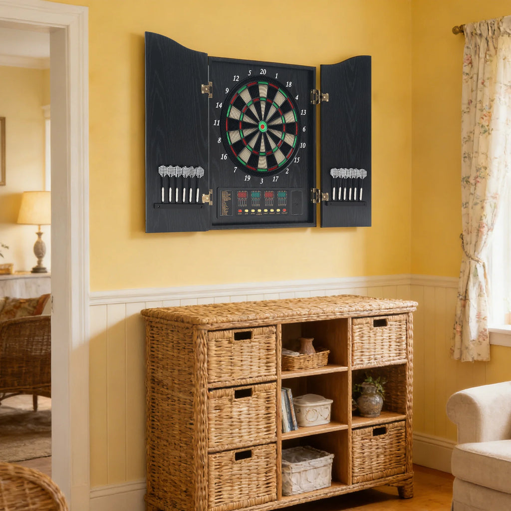 Wall-mounted Electronic Dart Machine LED Displays Electronic Dartboard Set with 12 Darts+88 Dart Heads for 16 Players 243 Games House Parties and Pubs