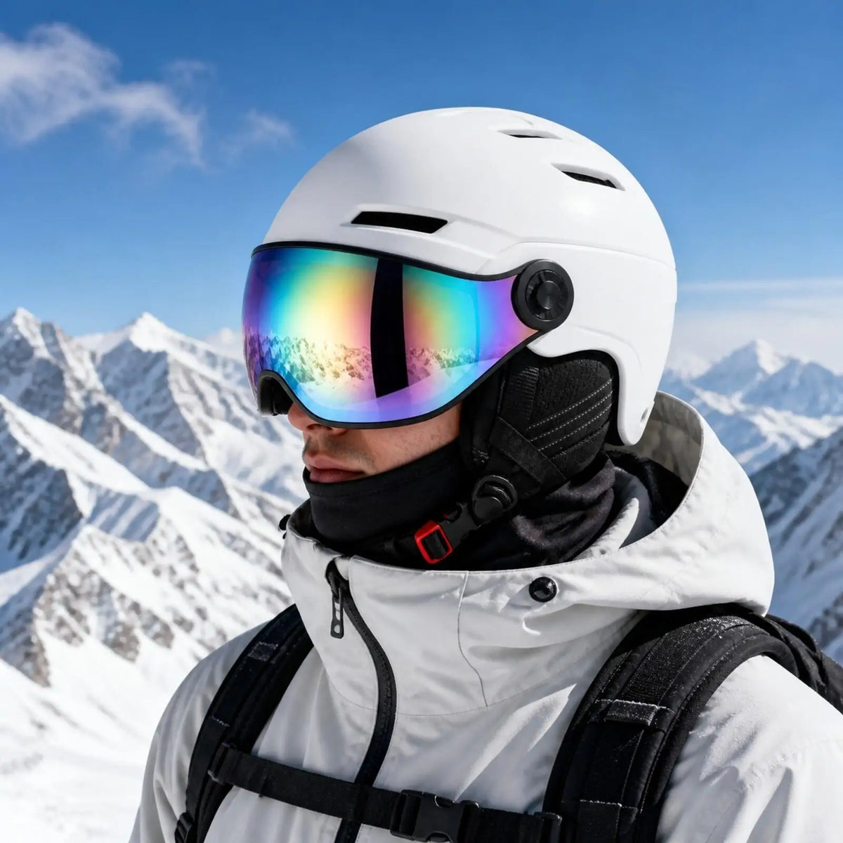Casco de esquí para adultos, hombres y mujeres, con visera de espejo, carcasa de EPS para absorción de impactos, equipo de seguridad para deportes de nieve