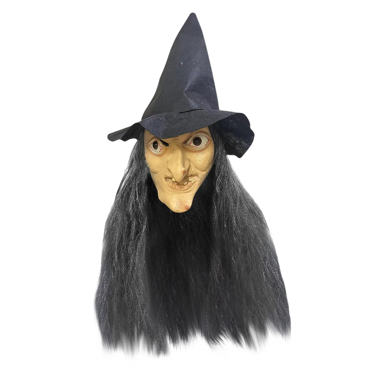 Máscara de bruja vieja de terror para Halloween con sombrero, Cosplay de payaso aterrador, Hag, máscaras de látex, cara verde, nariz grande, accesorios de fiesta de disfraces para mujeres mayores