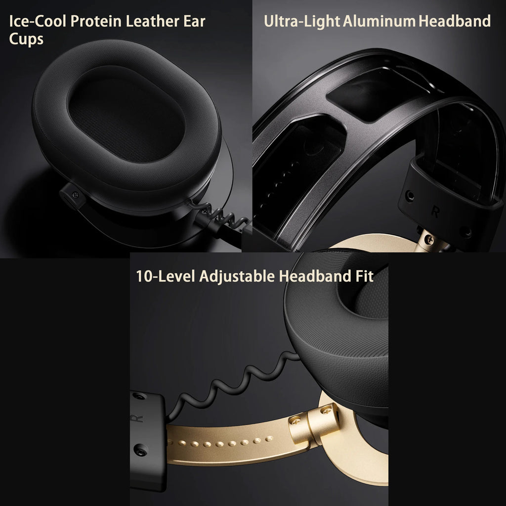 Auriculares negros con diadema ajustable y almohadillas de cuero sintético