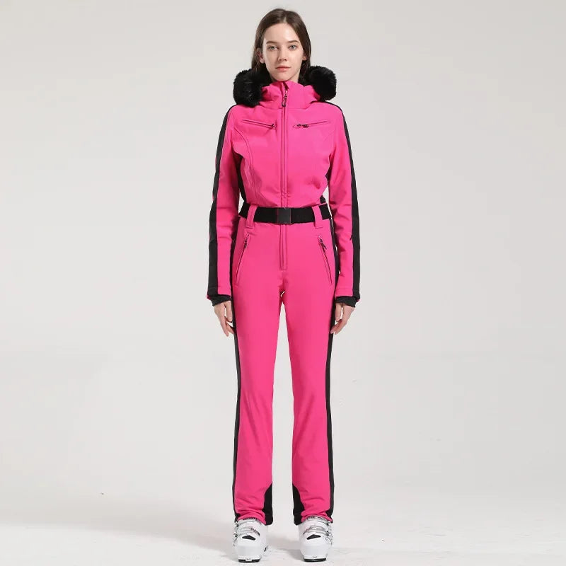 Traje de esquí de una pieza para mujer, chaqueta cálida para Snowboard al aire libre, conjunto de esquí, monos impermeables a prueba de viento, ropa de invierno, novedad de 2025