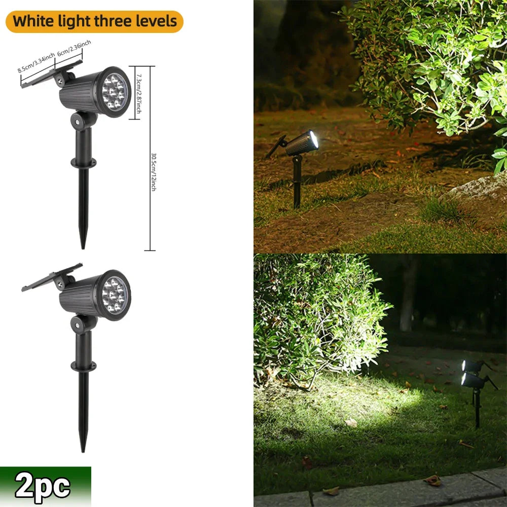 9 focos solares LED, impermeables IP65, luces solares RGB para exteriores, brillo ajustable para jardín, patio y palmeras