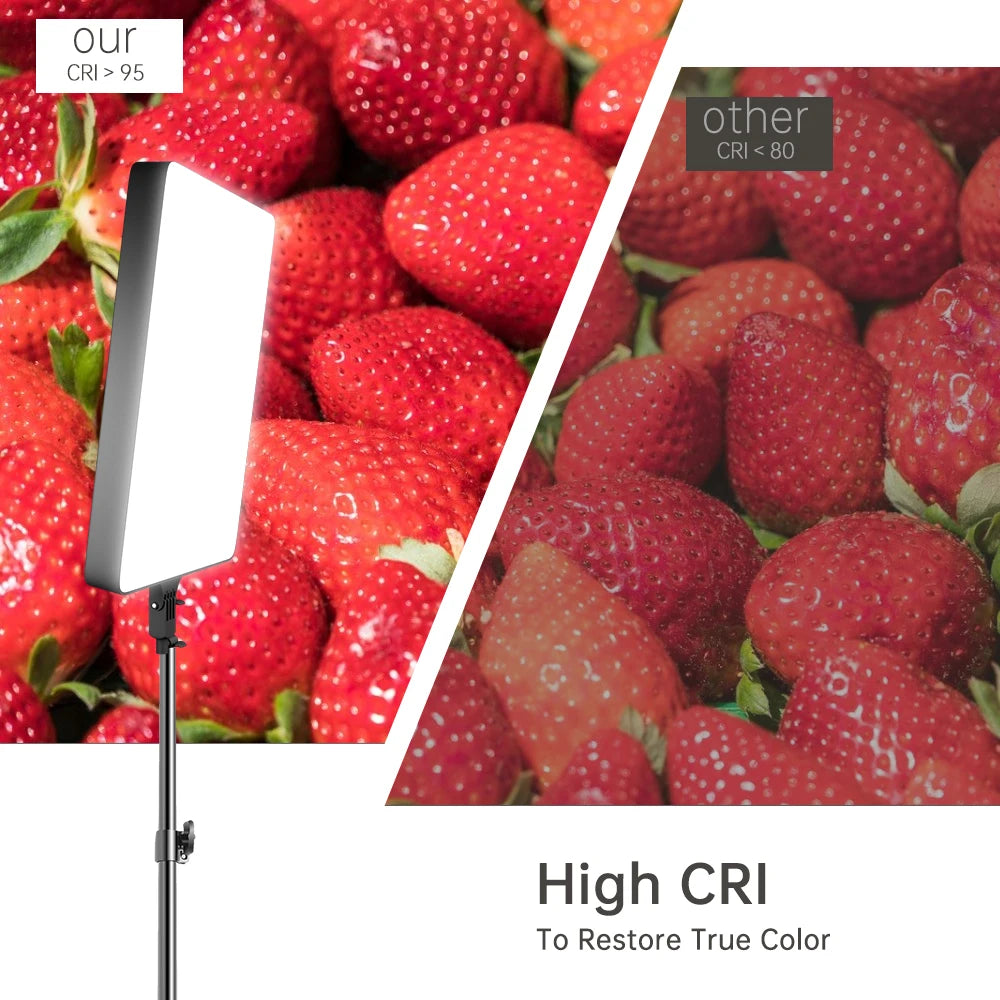 Panel LED SH 2700-5600K de 24 Pulgadas, Luz Plana para Fotografía y Video, Luz de Relleno Profesional para Estudio, Iluminación Fotográfica para Tiktok