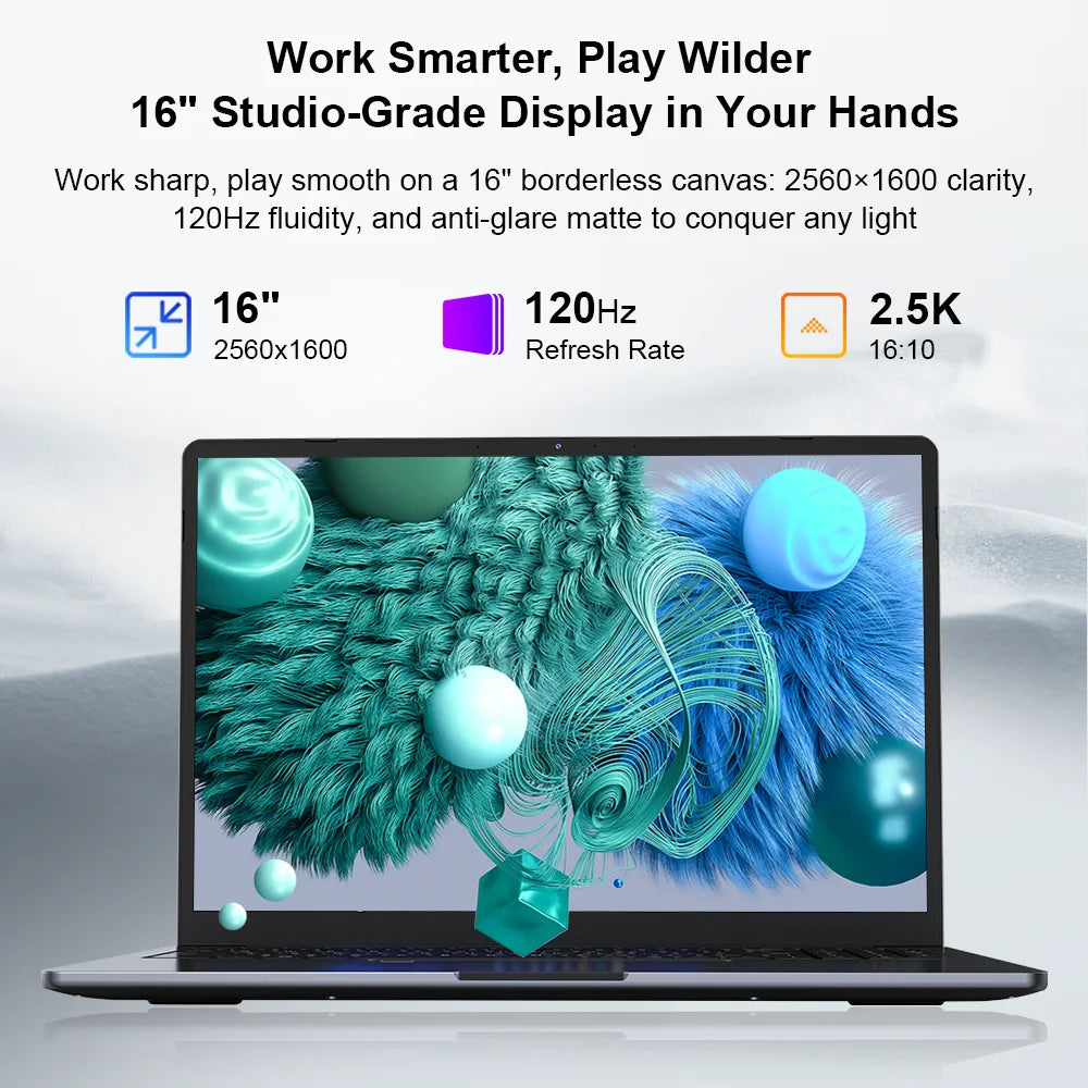 Ninkear A15 Pro Portátil AMD Ryzen 5 5500U 16 Pulgadas Pantalla IPS 2.5K 120Hz 16GB RAM 1TB SSD lector de huella Windows 11 WiFi 6 carga rápida USB-C PD 65W para oficina estudio