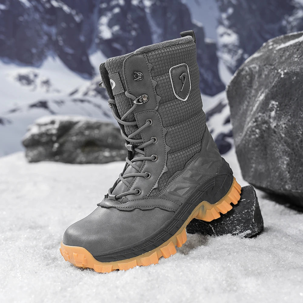 Botas de Nieve para Hombre, Impermeables, Aisladas, para Senderismo, con Cuello de Punto Cálido, Suela de Goma Antideslizante, C