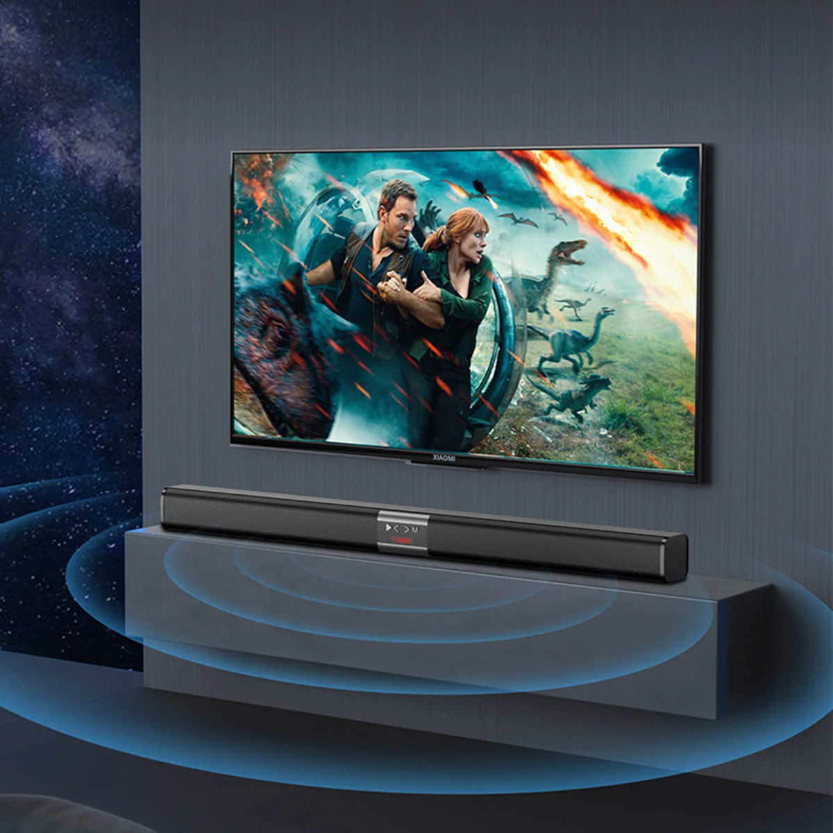 Barra de Sonido Inalámbrica, Batería Integrada, Barra de Sonido de Escritorio con Altavoces Duales, Sonido Envolvente, Altavoz Inalámbrico para TV de Cine en Casa