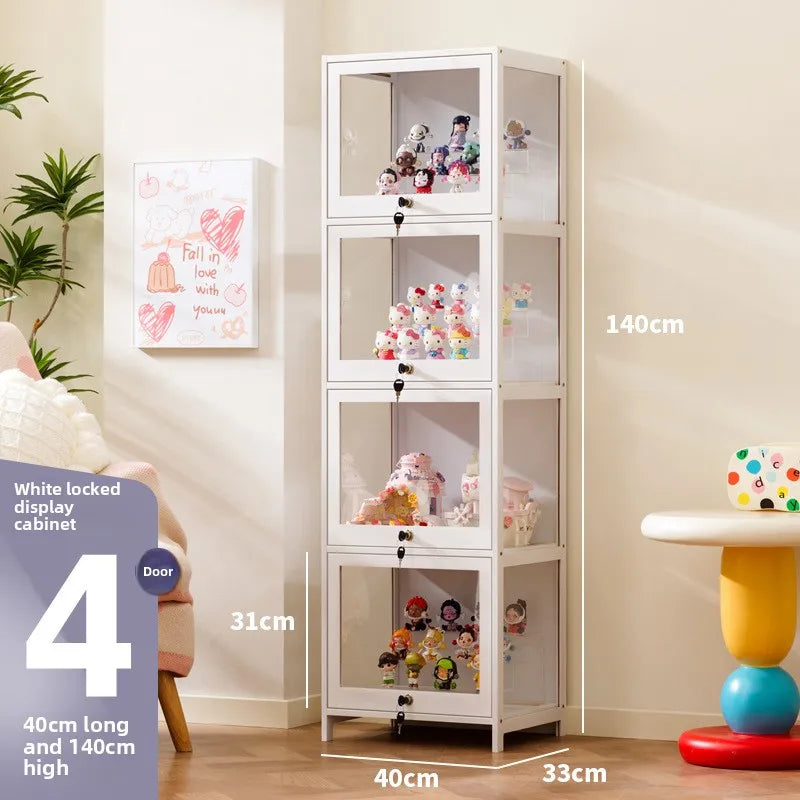 Vitrina transparente para Lego con cerradura, armario para adornos y cajas ciegas, almacenamiento de accesorios, estilo clásico y funcional.