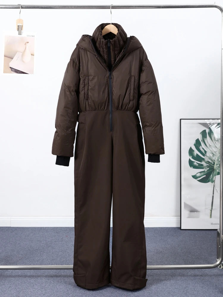 Mono de esquí de invierno para mujer, cuello alto, cremallera, cálido, traje de esquí de una pieza para mujer, ropa de esquí de invierno 2026 con cinturón, ropa de esquí para mujer para exteriores