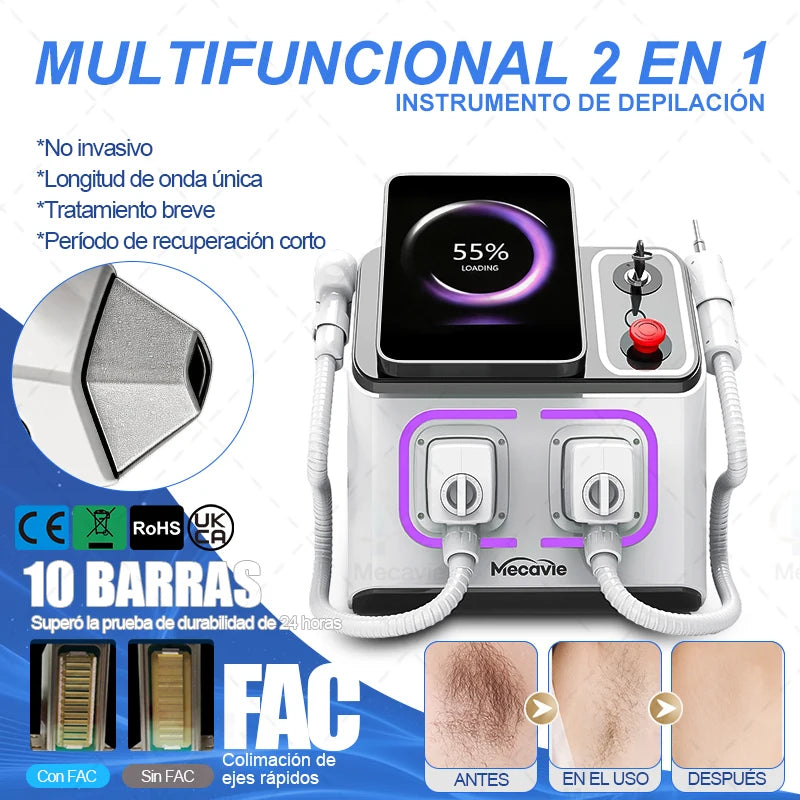 Máquina Láser de Diodo 2026, la Más Nueva, para Depilación Indolora y Cuidado de la Piel, 5000W, 2 en 1, 5 Longitudes de Onda, Láser ND: YAG Pico Q-Switch