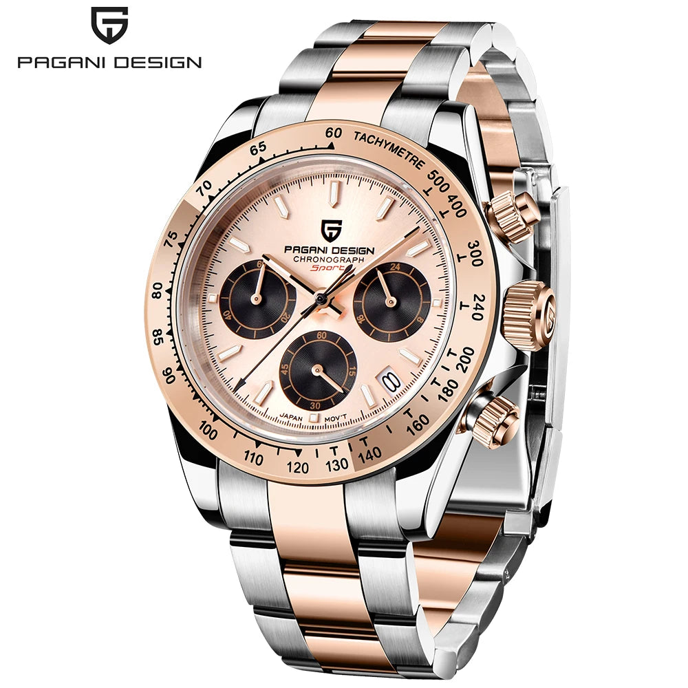 Reloj de hombre PAGANI DESIGN 2026 nuevo, dorado 1644, reloj de pulsera de cuarzo de lujo de marca superior para hombre, cronógrafo, resistente al agua