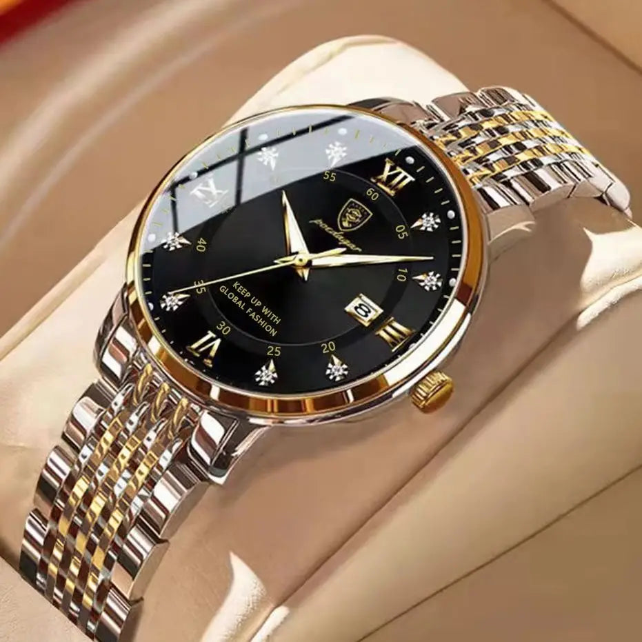 Reloj original para mujer POEDAGAR, resistente al agua, acero inoxidable, luminoso, con fecha, reloj de pulsera de moda para dama, reloj de cuarzo para negocios.