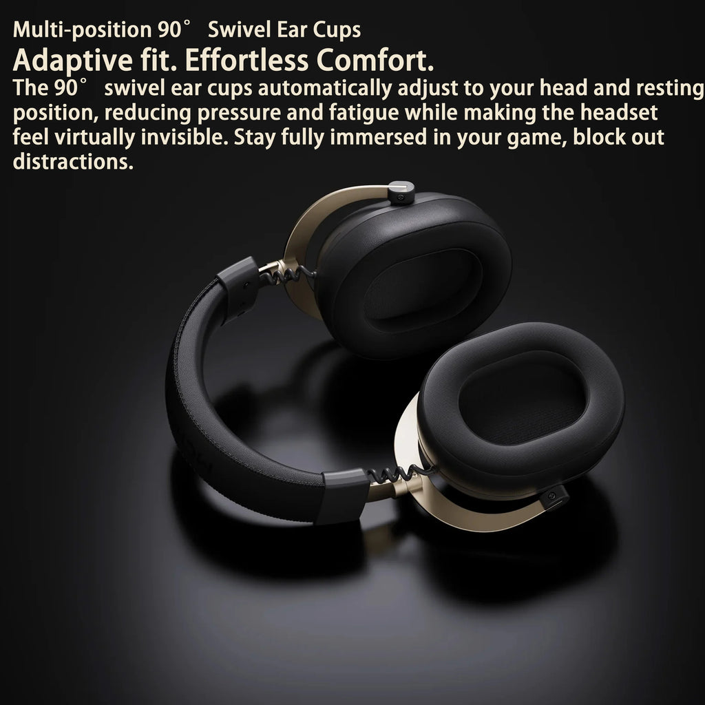 Auriculares gaming negros con copas giratorias 90° y almohadillas acolchadas