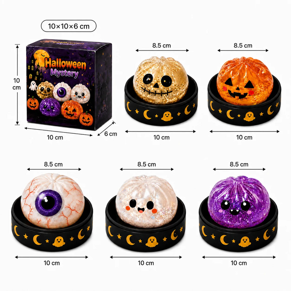 Juguete Antiestrés de 5.5cm/8.5cm con Forma de Fantasma de Halloween, Squishy de Presión de Ascenso Lento para Niños y Adultos, Regalo Antiansiedad