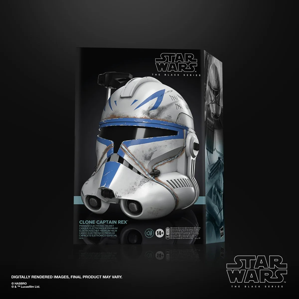 Hasbro STAR WARS The Black Series Clone Captain Rex Premium Electronic Helmet, Ahsoka Roleplay Helmet Adult F9176