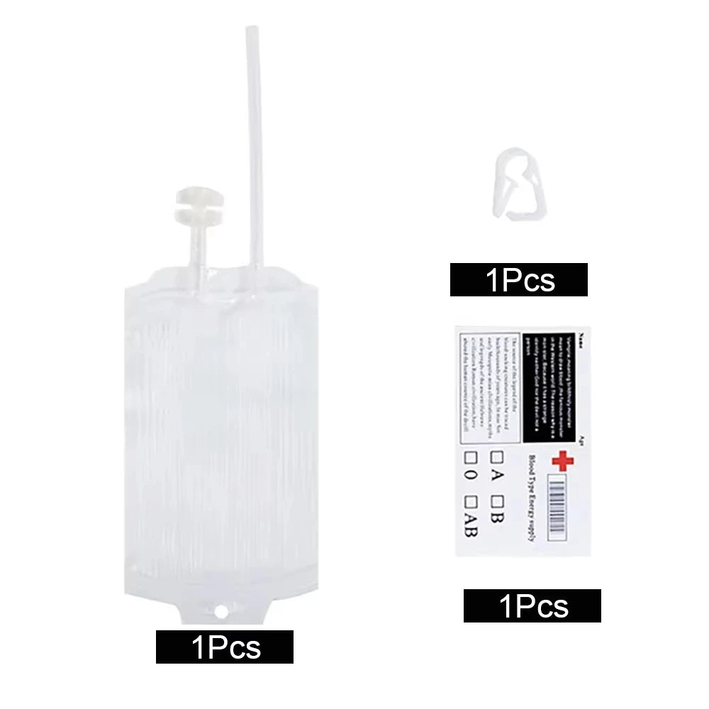 Bolsas de sangre de Halloween, bolsas de bebidas energéticas de 350 ml, bolsas de sangre de vampiro, bolsas de sangre para beber, accesorios de terror para cosplay