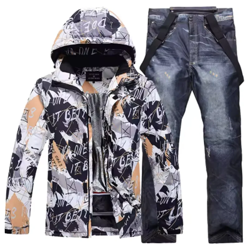 Traje de esquí colorido y cálido para hombre, ropa de snowboard, chaquetas de invierno, pantalones para hombre, ropa impermeable, disfraces de nieve,-30