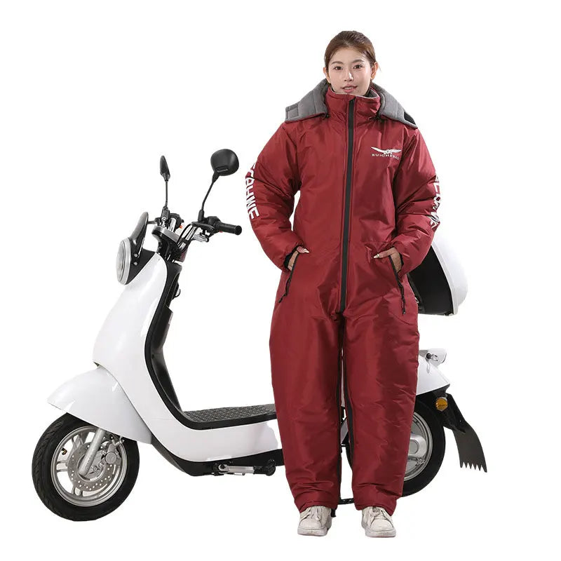 Traje Impermeable y Cortavientos para Motociclismo de Invierno, Todo en Uno, Ropa Cálida y Gruesa de Felpa, Ropa a Prueba de Frío, Trajes de Esquí