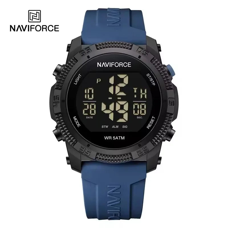 Reloj digital deportivo NAVIFORCE 7104 para hombre, estilo casual, electrónico, con calendario, luminoso, resistente al agua y correa de silicona