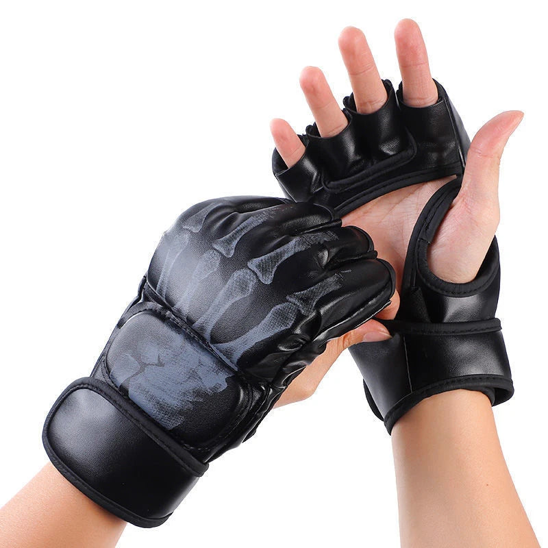 1 par de guantes de medio dedo, guantes de boxeo, guantes de entrenamiento