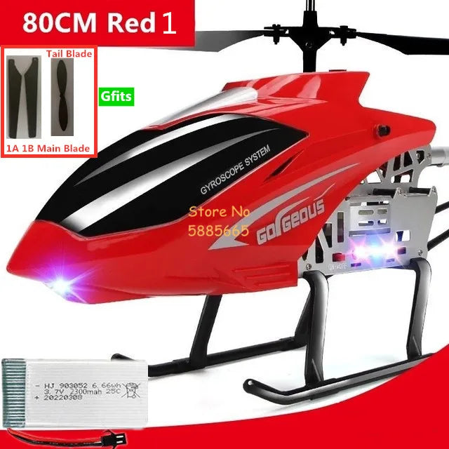 Helicóptero Eléctrico de Control Remoto de Aleación Súper Grande de 80 CM, 2.4G, 150M, Resistente a Impactos, con Iluminación LED y Motor Dual
