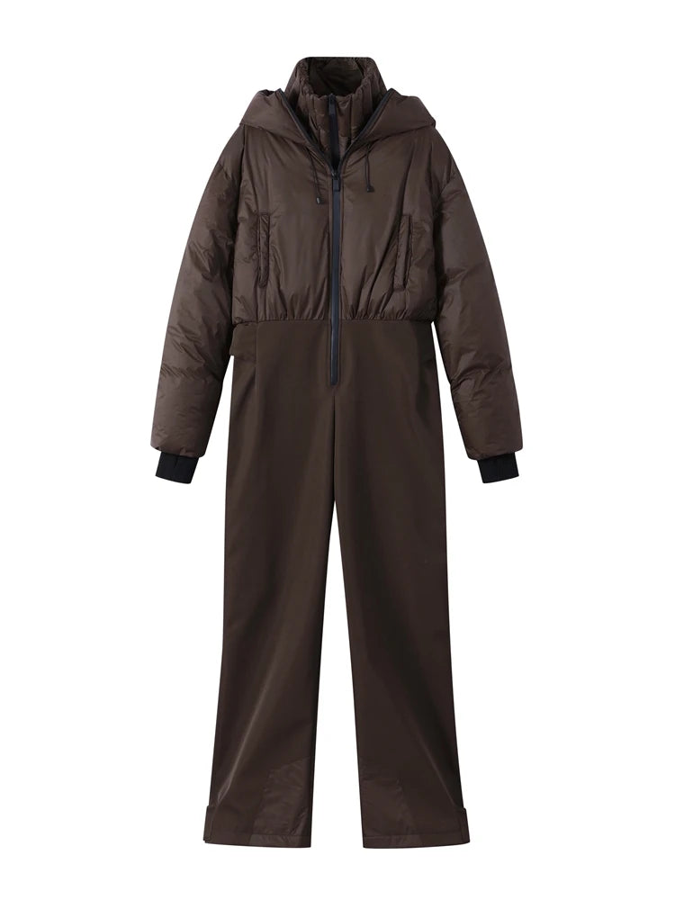 Mono de esquí de invierno para mujer, cuello alto, cremallera, cálido, traje de esquí de una pieza para mujer, ropa de esquí de invierno 2026 con cinturón, ropa de esquí para mujer para exteriores
