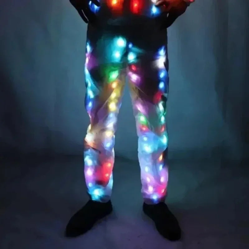 Chaqueta LED impermeable para parejas, chaleco con capucha, pantalones, disfraz de Halloween, Carnaval, actuación de baile para adultos, disfraz elegante flash