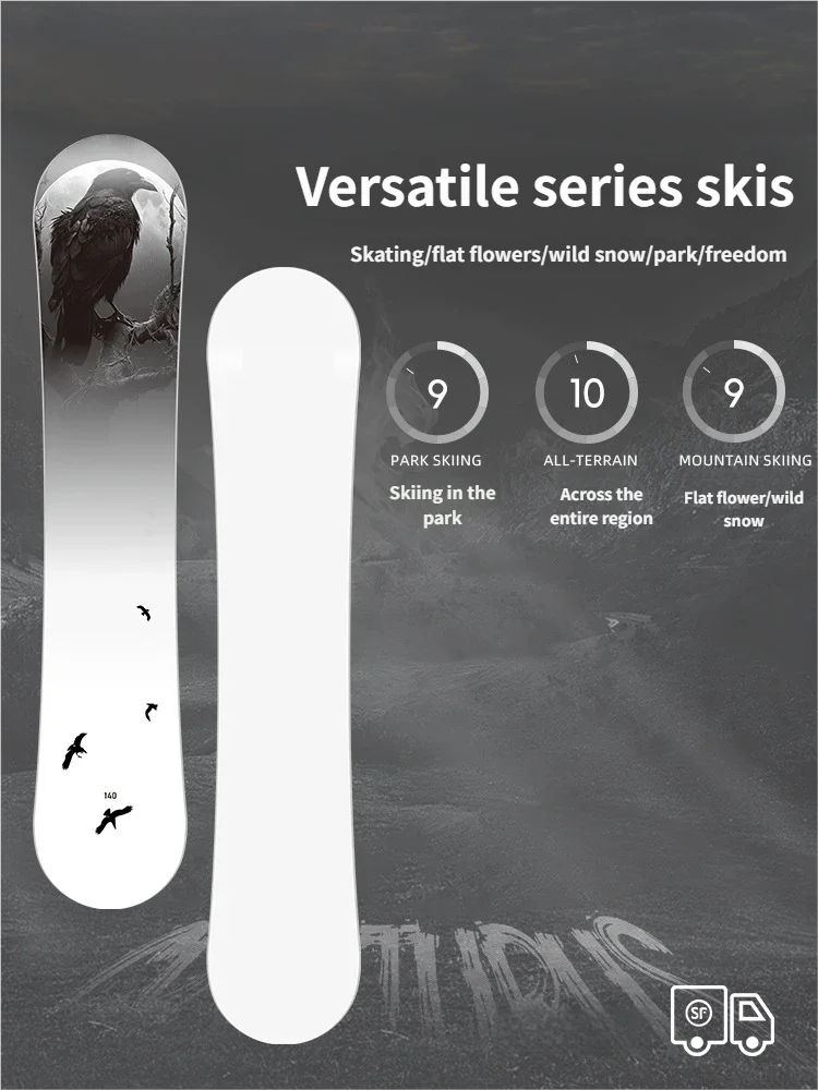 Tabla de Snowboard Profesional para Adultos, de Fibra de Carbono y Madera, para Invierno, Estilo All Around, Plana, con Diseño Floral, Marca New Crow