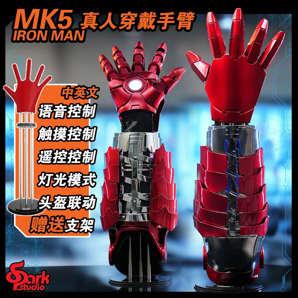 En Stock Spark Studio 1/1 escala persona Real usable Iron Man Mk5 Mecha brazo Control de voz táctil Control remoto juguete regalo de cumpleaños