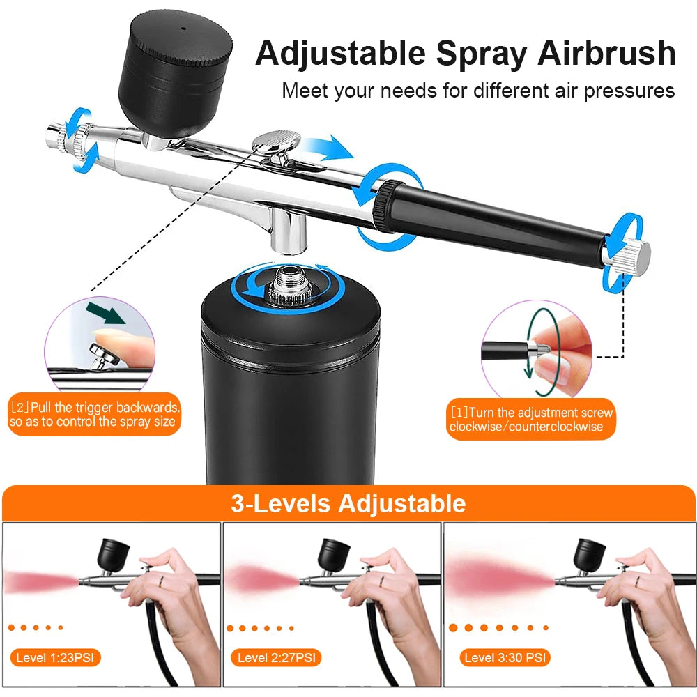 Kit de pintura para decoración de uñas con aerógrafo, Mini aerógrafo con compresor para pintura de pasteles y uñas, pistola pulverizadora manual portátil, aerógrafo para uñas