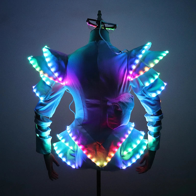 Traje luminoso LED a todo Color para mujer, ropa brillante, vestido tutú de Ballet LED para faldas de baile, fiesta de boda